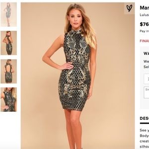 Black and Gold Sequin Bodycon Dress